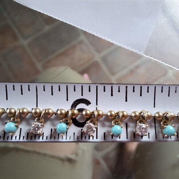 14kt gold necklace with real turquoise gemstones and diamonds - Picture 5 of 6